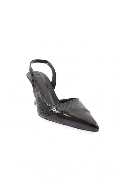 DGN Pantofi de damă cu toc subțire - imprimeu din piele lacuită neagră Model nr: 153286