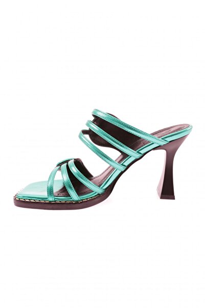 DGN Зелені жіночі капці - з ремінцем, стрічкою та пряжкою 183286