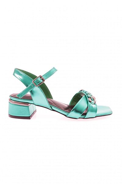 DGN Women's Twisted Accessory Low Heel Sandals Green Opening 46321033