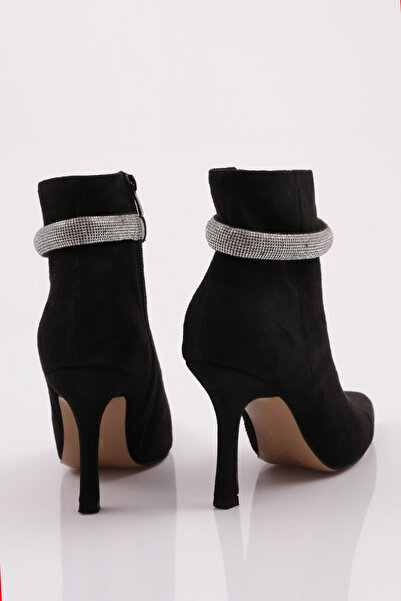 DGN Sılver Taş Zincirli Kadın Topuklu Bot Siyah Süet 68410535