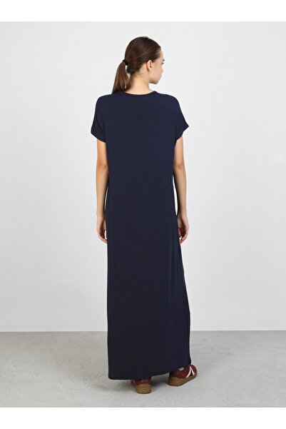 Refka Navy Blue Viscose Short Sleeve Hijab Dress - Benin