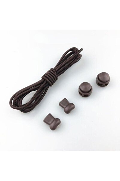 Unisex Kahverengi Akıllı Kilitli Elastik Ayakkabı Bağcık / Elastic Shoelace Brown Round