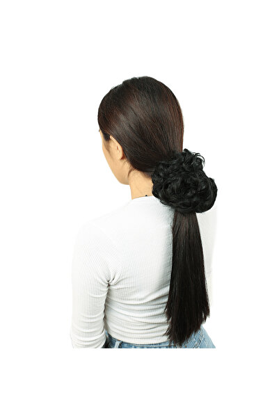 Marsilyan Ieg ™   Elastic Bun Clip with Dense Hair - Black