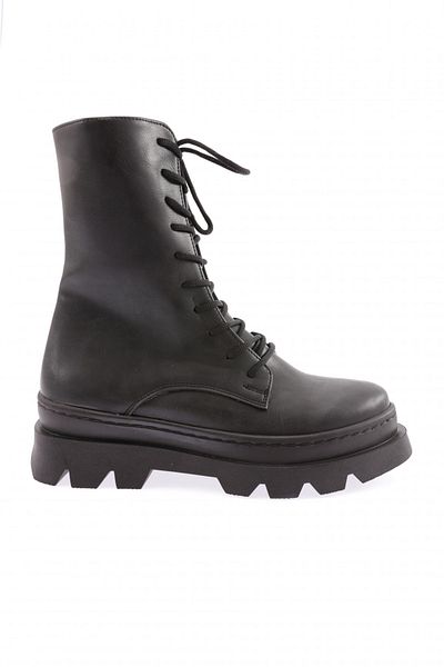 DGN 744-22k Schwarze Damen-Schnürstiefel mit Reißverschluss