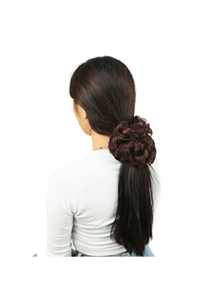 Marsilyan Dense Hair Elastic Bun Buckle - Dark Red