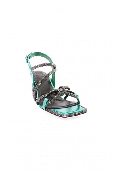 DGN 615-23Y Women's - Silver Jewelled Bow Detailed Crystal Heeled Sandals