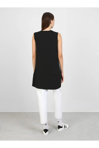 Benin Benin Black Viscose Sleeveless Tunic