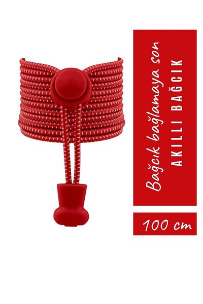SHELAX Red Elastic Shoelaces - Black Seventeen Red Dots Round with Smart Lock