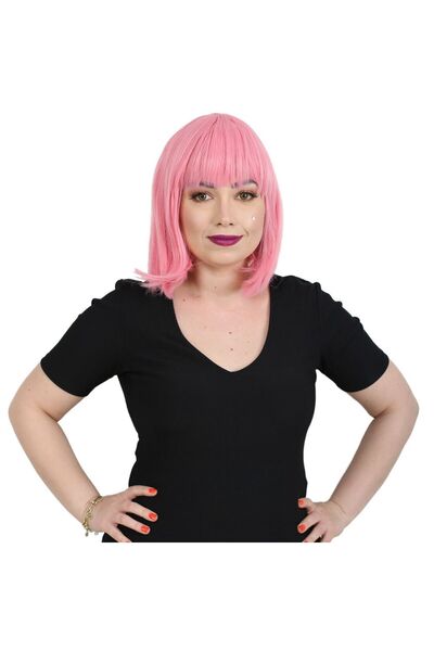 Marsilyan ieg™ Küt Kahküllü Fiber Sentetik Peruk - Şeker Pembe