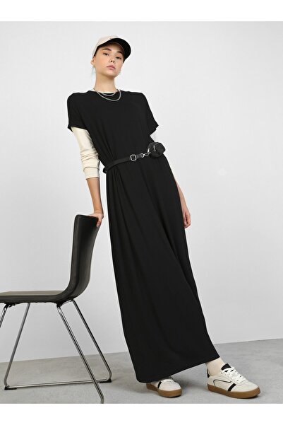 Benin Κοντομάνικο φόρεμα Hijab Viscose - Μαύρο - Benin