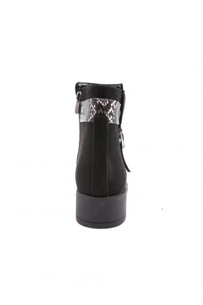 DGN Kadın Tokalı Alçak Topuk Bot Siyah Süet Siyah Yılan 51123275