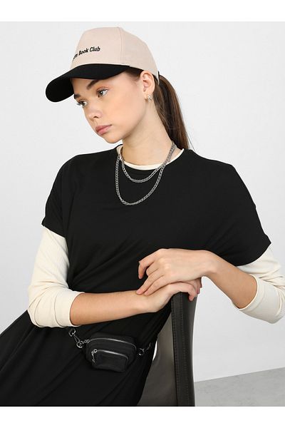 Benin Κοντομάνικο φόρεμα Hijab Viscose - Μαύρο - Benin