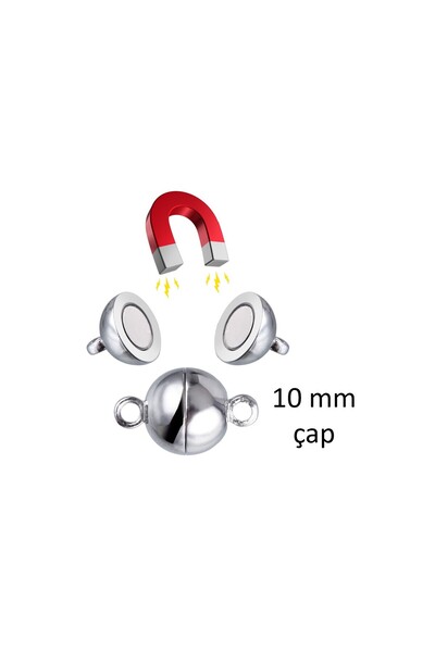 Hdg Mıknatıslı Klips Takı Bileklik Kolye Takı Kapama Aparat 10  mm çap - 10 set