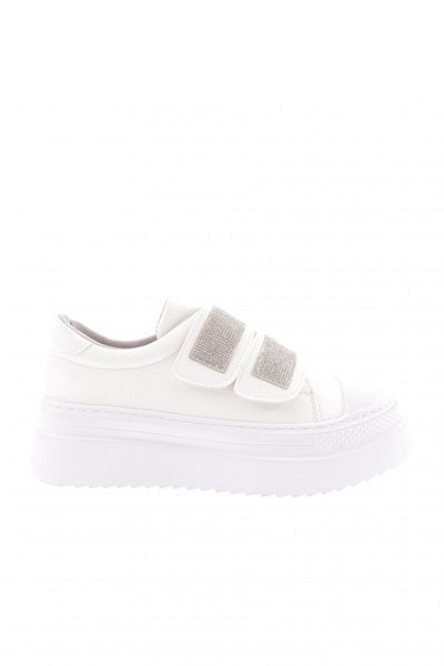 DGN Tenis cu 2 velcro cu talpă groasă de piatră argintie albă - Dolce 910921097