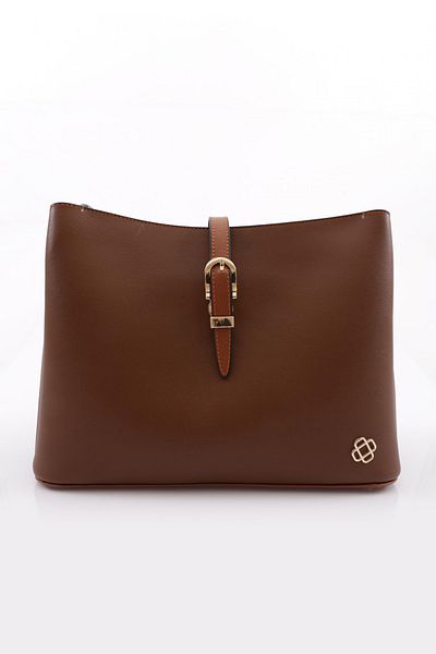 DGN Women's Chain Detailed Shoulder and Shoulder Bag Brown 2183426