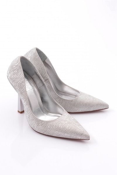 DGN Pantofi cu toc de damă cu dungi argintii 718621085