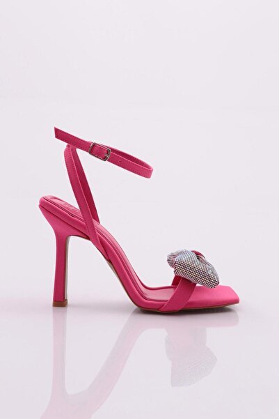 DGN 2029 Women's Silver Stone Bow, Ankle Belt Fastening Heeled Sandals