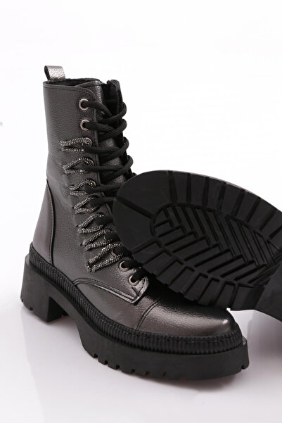 DGN Kadın Bağcıklı Silver Taş Bağcıklı Bot Platin Havyar 211018621027