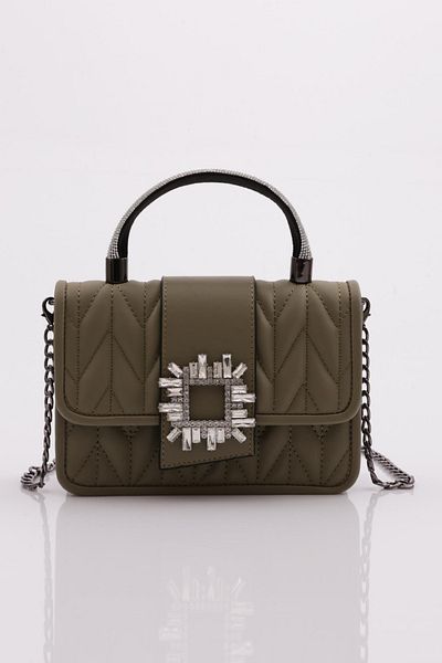 DGN A16 Women's - Evening Box Clutch with Rhinestone Handle