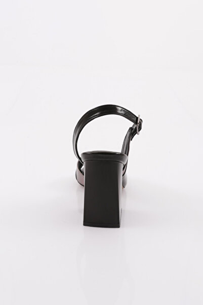 DGN Black Women's Heeled Sandals with Thick Straps - Opening 94521033