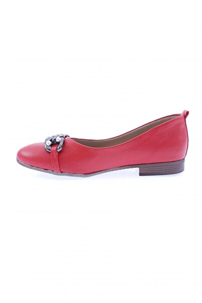 DGN Women's Pearl Stone Ballerinas Genuine Leather Red 1413335