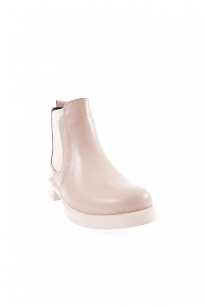 DGN Women's Beige Genuine Leather Boots with Elastic Sides 33642883