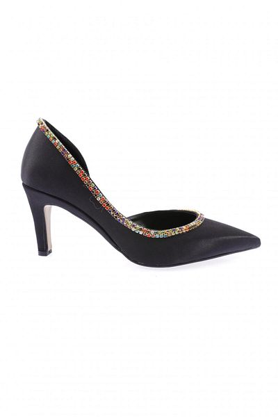 DGN Black Satin Stiletto - Transparent Detail, Women'S, 24393261