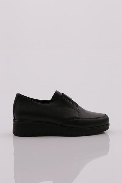 DGN Black Genuine Leather Women's Comfort Shoes - 4653335