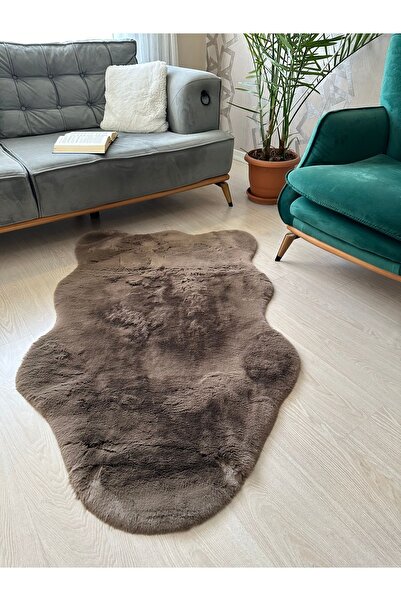 Saray Life Tavşan Tüyü Peluş Post Süet Tabanlı Kahverengi Renk Ultra Yumuşak ...