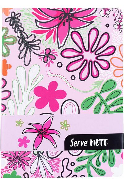 Serve Note 15x21cm 120yp Caiet cu model în dungi Candy Pink