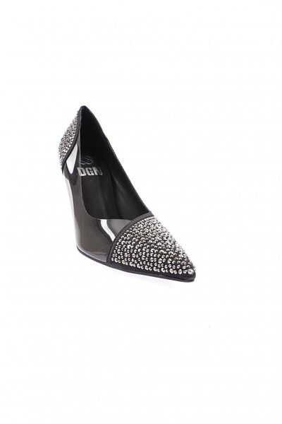 DGN Pantofi de damă cu toc înalt din satin negru 8813535