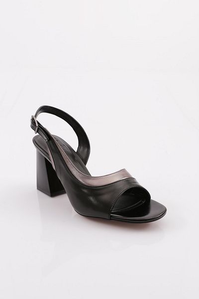 DGN Sandale cu toc pentru femei cu bretele groase negre - deschise 94521033