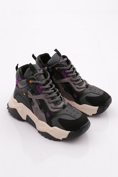 DGN Women's Thick Sole Sneaker Shoes Black Purple Multi 76913138