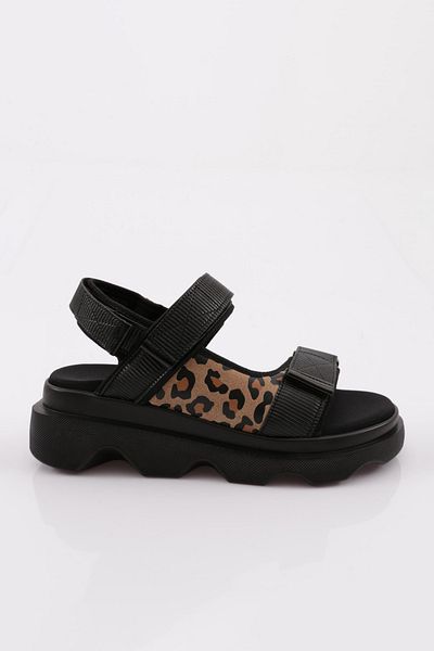 DGN Women's Leopard Print Thick Sole Sandals Black Leopard 46383138