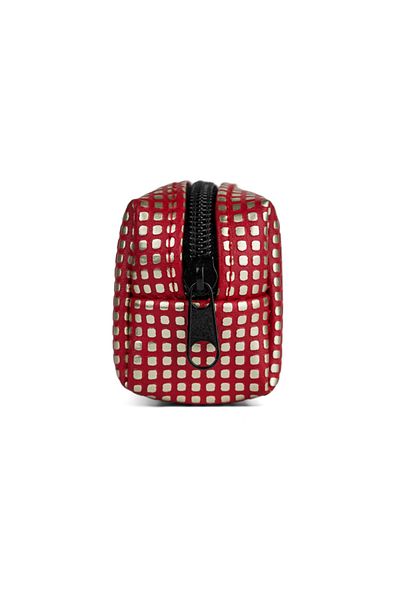 Gözde Proje Faux Leather Red Dotted Pencil Case
