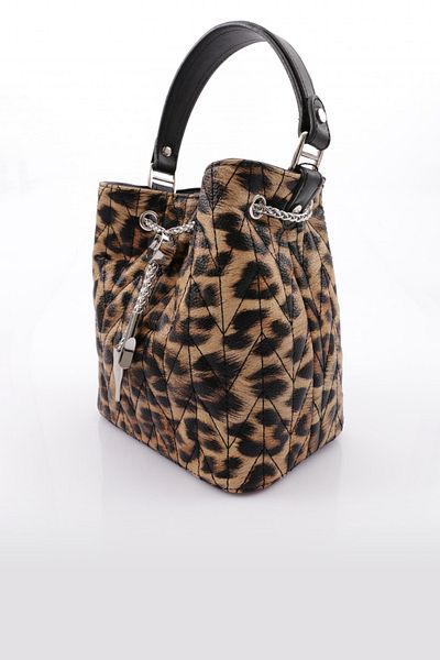 DGN Black Leopard Print Women's Bag - Drawstring, 16772856