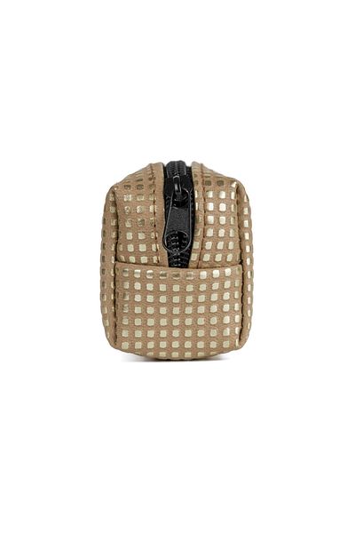 Gözde Proje Faux Leather Light Brown Dotted Pencil Case