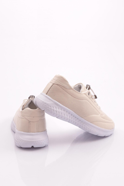 DGN Women's Lace-Up Laser Comfort Shoes Cream 31353246