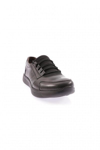 DGN Damen-Komfortschuhe mit Keilsohle und Gummischnürung aus schwarzem Echtleder 21562617