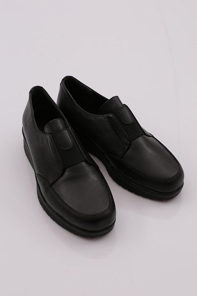 DGN Black Genuine Leather Women's Comfort Shoes - 4653335