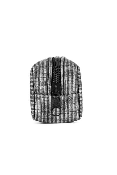 Gözde Proje Faux Leather Gray Striped Pencil Case
