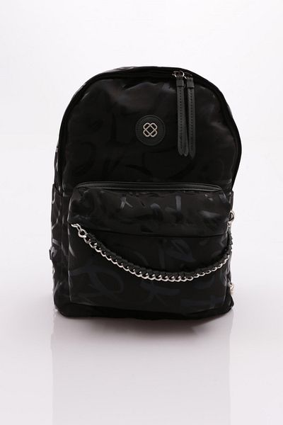 DGN Black Printed Women's Chain Backpack - 1232856