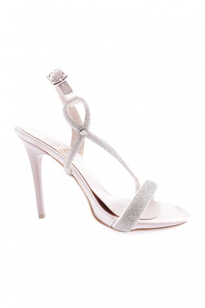 DGN Women's Silver Stone Cross Banded Evening Dress Shoes Skin Satin 232430142674