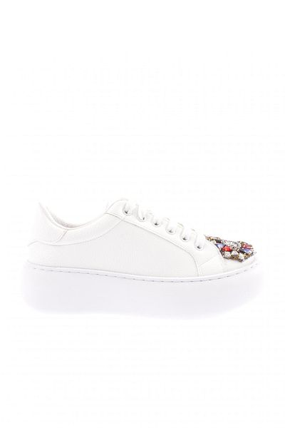 DGN Pantofi de damă cu vârf de cristal, cu cataramă, cu șireturi, White Dolce 98321097