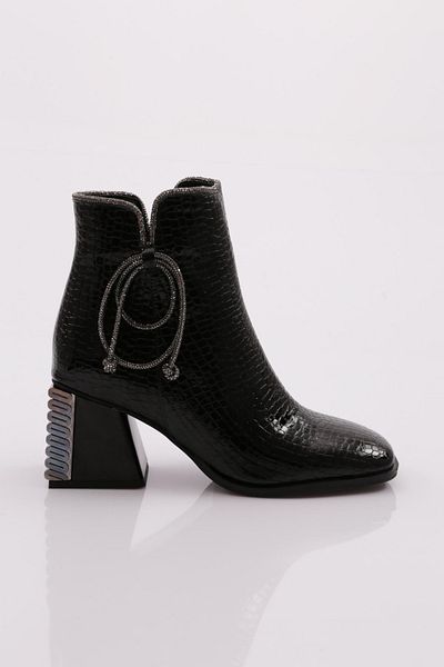 DGN 31004 Γυναικείες μπότες με τακούνι Black Crocodile