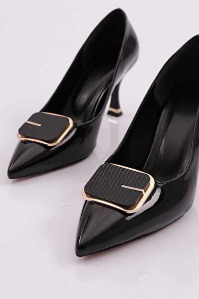 DGN Kadın Topuklu Ayakkabı Siyah Rugan 34933539