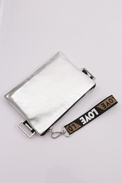 DGN Geanta de dama de culoare argintie - sifonata metalica