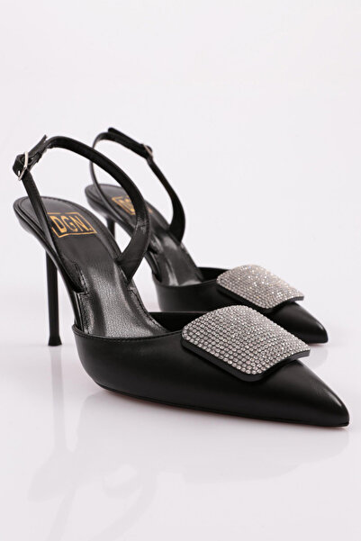 DGN 5067 Model Square Stone Decorated Women's Heeled Shoes