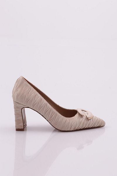 DGN Pantofi de damă cu toc înalt din satin bej 451512821