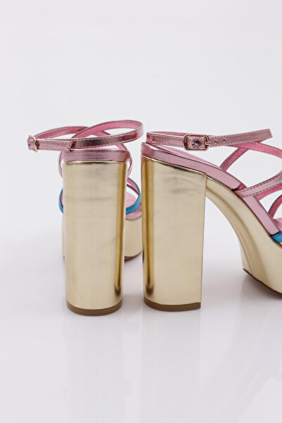 DGN Kadın Uzun Platform Topuklu Ayakkabı Pudra Multi 413236